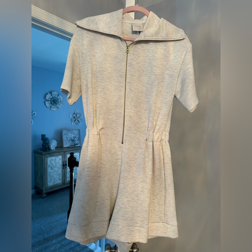 Varley Cream Short Sleeve Zip Dress